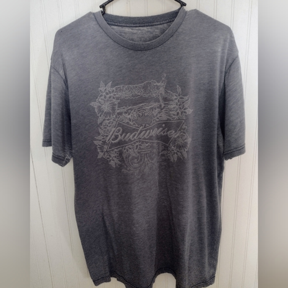 Budweiser Gray Graphic Tee Short Sleeve Size XL